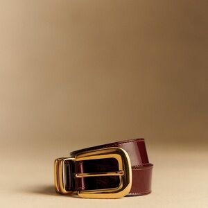 Sezane Oria Belt in Patent Mahogany